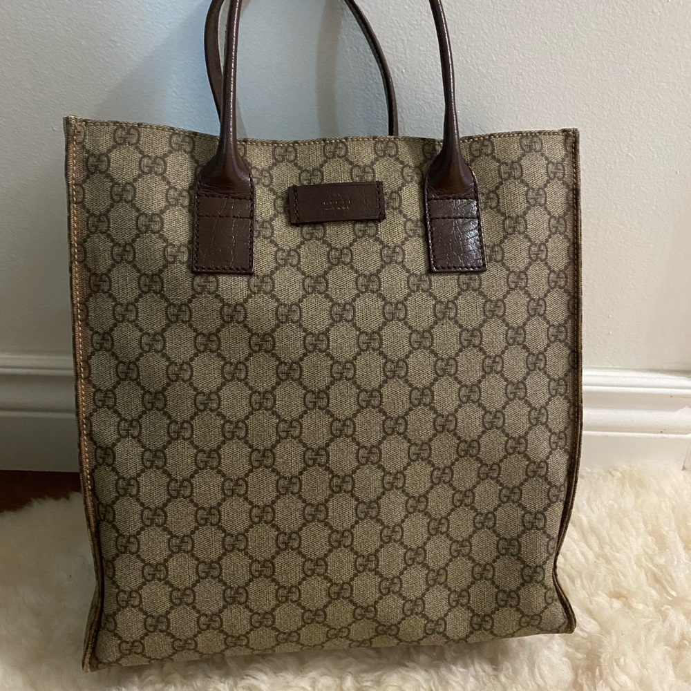 Gucci pvc tote- -5.2”x12.2”x11.5” inches price authentic ✅ with stain on canvass